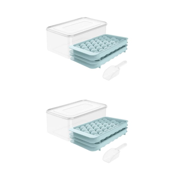 Naiovety Bandeja para cubitos de hielo con tapa Hielo limpio y fresco Sujeto a baja temperatura Azul 2Conjunto