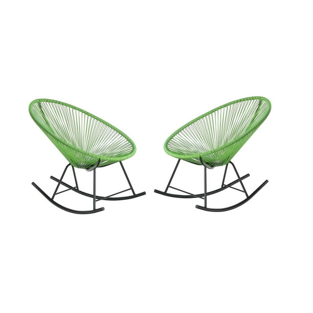 Costa Rocker Lounge Chair in Green, Wire Lounge Chair, Plastic Lounge Chair, Beach Lounge Chair, Indoor-Outdoor Lounge Chair, Patio Lounge, Acapulco Chair,Hammock Weave,Rattan,Weather resistance Oval