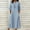 Blue#1, variant on Women's Cotton Linen Summer Dress V-Neck 1/2 Sleeve Button Stand Collar Midi Dress with Pockets, Lightweight Flowy Beach Sundress
