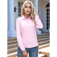 thumbnail image 6 of Super Soft Wrinkle Free Button Down Shirts for Women Solid Long Sleeve Striped Formal Work Dress Blouses Tops Pink M, 6 of 7