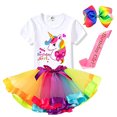 thumbnail image 2 of Diadema de unicornio, camiseta, vestido tutú y faja de satén. Unicornio Fiesta de Cumpleañ Tutu and Sian Tutu and Sian, 2 of 2