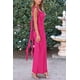 thumbnail image 3 of Vestido PRETTYGARDEN 2025 Maxi sin mangas con volantes en rojo rosa Talla L, 3 of 8