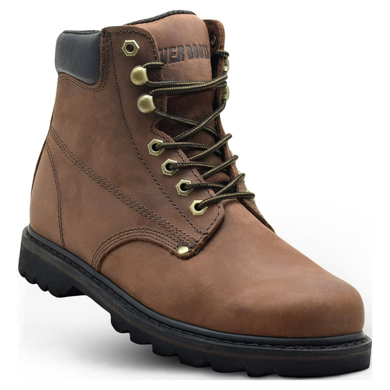 EVER BOOTS Tank Men's Soft Toe Oil Full Grain Leather Work Boots  Construction Size 8D(M) DRKBROWN 