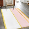 thumbnail image 3 of Gold Lines Washable Area Rugs 2.7'x5', Pink Color Block Rectangular Geometric Modern Low Pile Throw Living Room Rug Non-Slip Sturdy Edge Binding Carpet for Indoor Entryway Bedside Kitchen, 3 of 9
