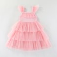 thumbnail image 3 of WIBACKER Toddler Baby Girl Valentine Party Princess Dress Ruffle Sleeveless Summer Tutu Dresses Tiered Ruffle with 3D Heart Tulle Sundress 1-6Y, 3 of 7