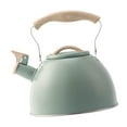 thumbnail image 4 of Tetera con silbido de acero inoxidable, tetera con mango de diseño de madera, tetera de 3L, hervidor de agua para apartamento, hogar y cocina verde, 4 of 8