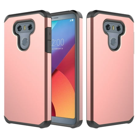 LG G6 Case, Slim Hybrid Dual Layer [Shock Resistant] Case Cover for LG G6 - Rose (Best Phone Case For Lg G6)