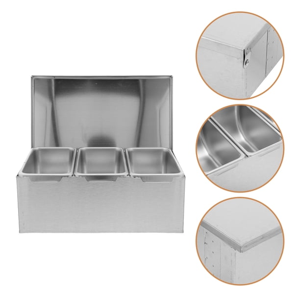 Moluckfu Caja Para Condimentos De Acero Inoxidable Con Abatible Y Compartimentos Para Organizar Especias En Cocina