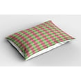 thumbnail image 2 of Ambesonne Abstract Pillow Sham 2 Pack, Argyle Inspired Elements, 30"x20", Pink Lime Green, 2 of 3