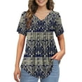 thumbnail image 1 of McVanedy Women's Pleated Flare Top V Neck Button Plus Size Short Sleeve Top M-4XL, 1 of 7