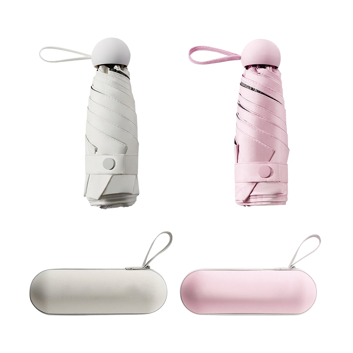 Kepooman 2 PACKS Windproof Travel Capsule Umbrella, 8-Bone Sunscreen Umbrella, Auto Open Close Lightweight Sun & Rain Umbrella with Case, White & Pink Kepooman 2 PACKS Windproof Travel Capsule Umbrella, 8-Bone Sunscreen Umbrella, Auto Open Close Lightweight Sun & Rain Umbrella with Case, White & Pink