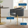 thumbnail image 4 of Modway Fauteuil d'Appoint en Velours de Performance Capitonné Savour, Gris, 4 of 7