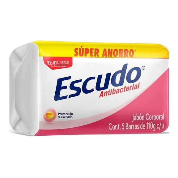 Jabón en barra Escudo antibacterial protección y cuidado 5 pzas de 110 g c/u