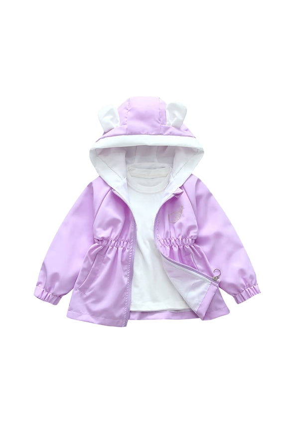 Baby Girl Jacket Hooded Outerwear Lightweight Long Sleeve Zip up Trench Coat Toddler Fall Spring Clothes