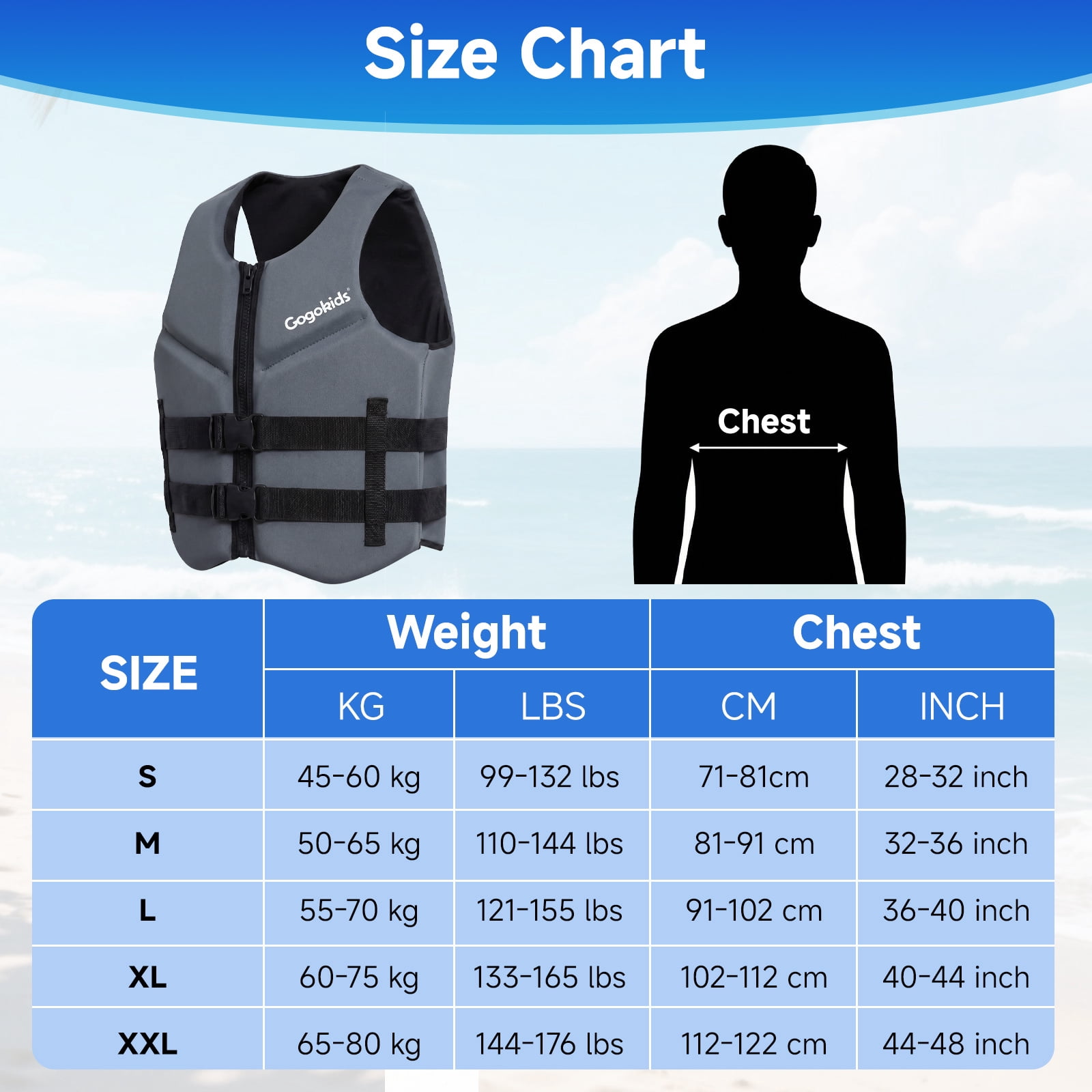 Gogokids Life Jacket Swim Vest for Adult Women men,Foldable Buoyancy Vest with Dual Buckle,Float Jacket for Boating,Kayaking,Swimming,Paddle and Fishing