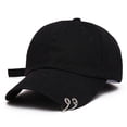 thumbnail image 1 of Vintage Cotton Adjustable Baseball Cap Men and Women for Sun for Protection Black Hip Hop Long Strap Dad Hat with Metal, 1 of 4
