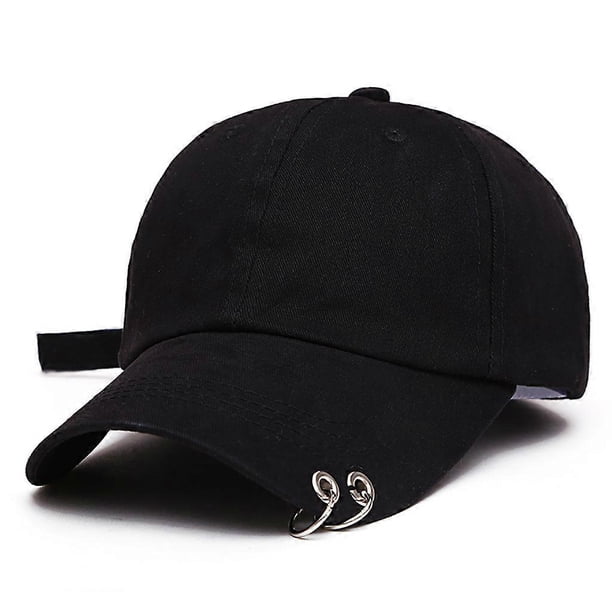 Vintage Cotton Adjustable Baseball Cap Men and Women for Sun for Protection Black Hip Hop Long Strap Dad Hat with Metal