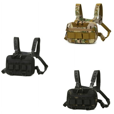 Fishing Chest Bag Men S Training Bag Mountaineering Camping Backpack Outdoor Travel Vest Backpack 3 x Fishing chest bag (black x 1+camouflage x 1+dark camouflage x 1) As Shown