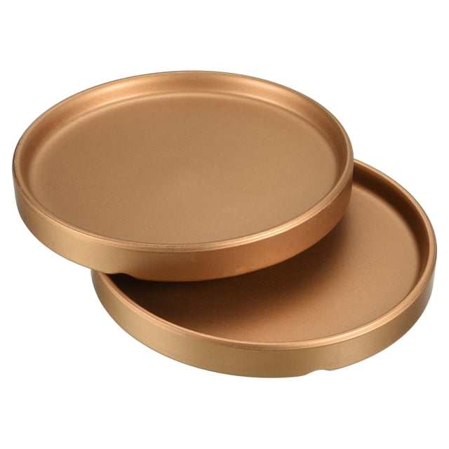 Unique Bargains 6' Ceramic Round Planter Saucer Flower Pot Drip Tray Coaster, Gold 2 Pack