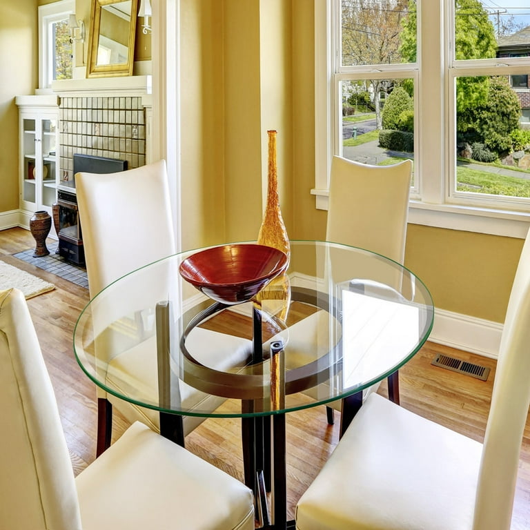 Dulles Glass 40 Round Glass Table Top Tempered Thick Bevel Polished Living Room Patio