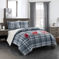 thumbnail image 2 of Dearfoams Stone Lane 3 Piece Reversible Comforter Set, Plaid, King, Gray, Polyfill, 2 of 4