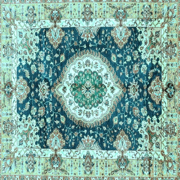 Ahgly Company Indoor Square Abstract Light Blue Modern Area Rugs, 6' Square