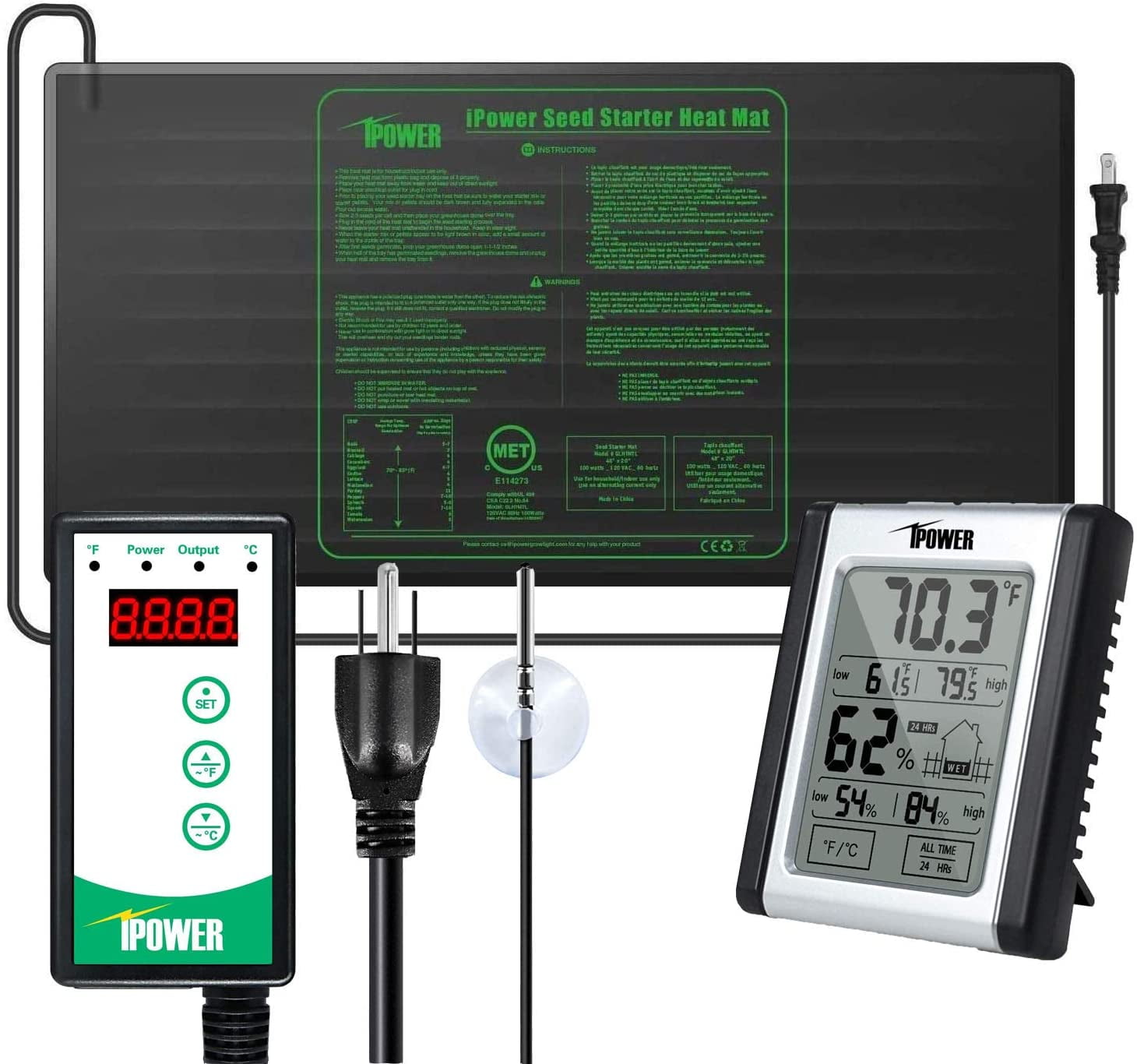 Seedling Heat Mat Pstarts 10℉~20℉ Digital Thermostat Controller for Plant Seed Germination 