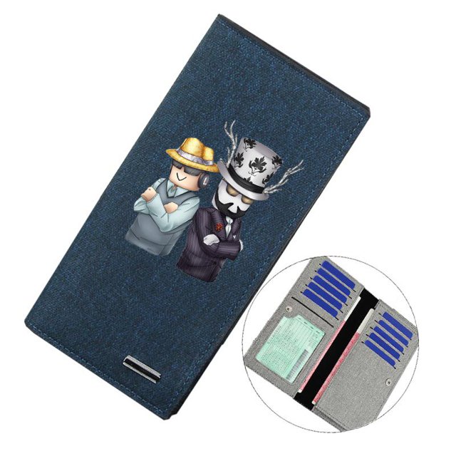 Cartera larga periférica de Anime ROBLOX, Cartera de lona para estudiantes masculinos y femeninos, bolso de embrague de doble capa de gran capacidad, tarjetero