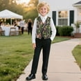 thumbnail image 3 of Garronmavis Cute Green Camo Boys Vest Size 9-10 Lightweight V Neck Adjustable Back Strap Vests Fashion 3-button Single Breasted Closure & 2 Slit Pockets Stylish Fall Winter Clothes, 3 of 7