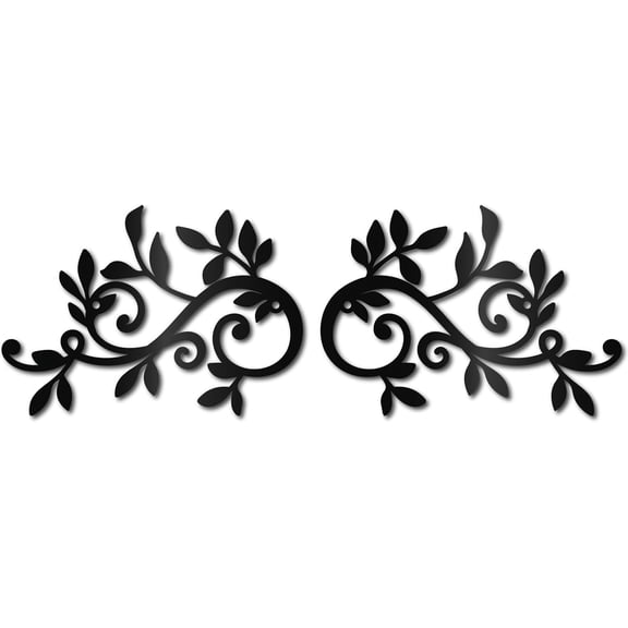 Metal Tree Leaf Wall Decor Vine Olive Branch Leaf Wall Art Double Leaves Silhouette Sculpture Ornament Iron Hanging for above The Bed Home Living Room Garden Decoration Black 8 x 5.5Inch for DIY