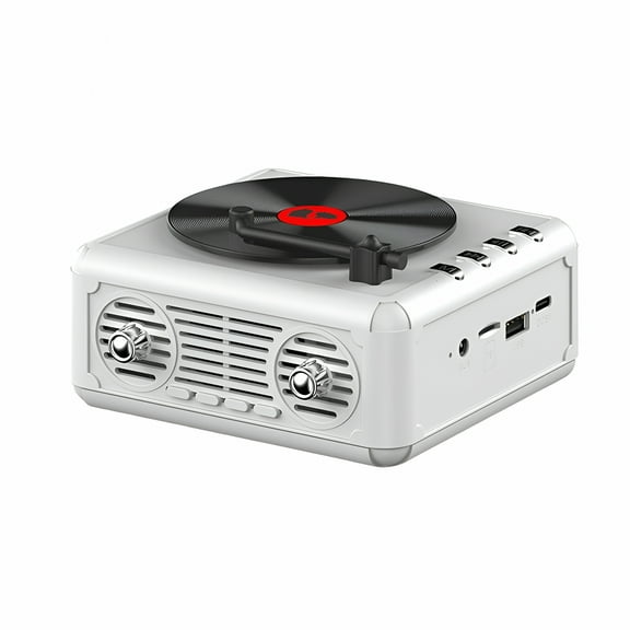 GJX Bluetooth CD Player with Built-in Speaker Playback Retro Design, Portable FM Radio Built-in Speaker (White)