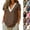 05# Brown, variant on Cotton Linen Shirts for Women Summer Lace Trim V-Neck Tunic Tops Loose Fit Short Sleeve Tops Casual,Beige,L