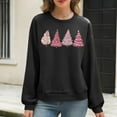 thumbnail image 5 of SYMOID Womens Christmas Tree Sweatshirt, Waffle Knit Crew Neck Relaxed Fit, Black, Cozy Holiday Casual Loungewear for Fall/Winter, Soft Fabric,Size 2XL, 5 of 6