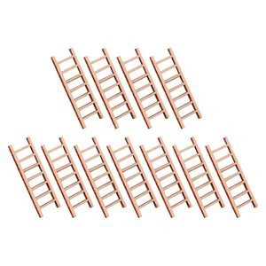 Minkissy Mini Wooden Ladder 10Pcs Beige Home Decor Accents Micro Landscape Decor For Garden Decoration