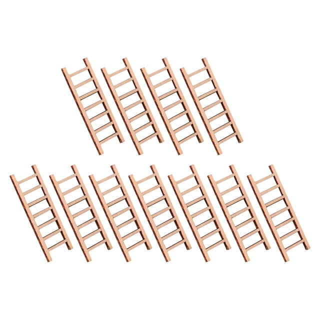 Minkissy Mini Wooden Ladder 10Pcs Beige Home Decor Accents Micro Landscape Decor For Garden Decoration