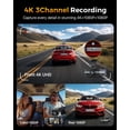 thumbnail image 2 of Dash cam GKU 4K de triple canal con pantalla de 3" y GPS WiFi, 2 of 8