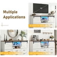 thumbnail image 6 of ChVans 6 Drawer Dresser with LED Lights & Charging Station, 63'' Farmhouse Dresser with 2 Sliding Doors, 3 Shelves, Wood Wide Storage Cabinet for Bedroom, Living Room, Hallway, 6 of 12