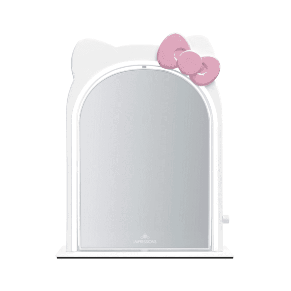Impressions Vanity Hello Kitty 2 in 1 Arch LED Memo Mirror with Signature Bow Detail, Knob Dimmer