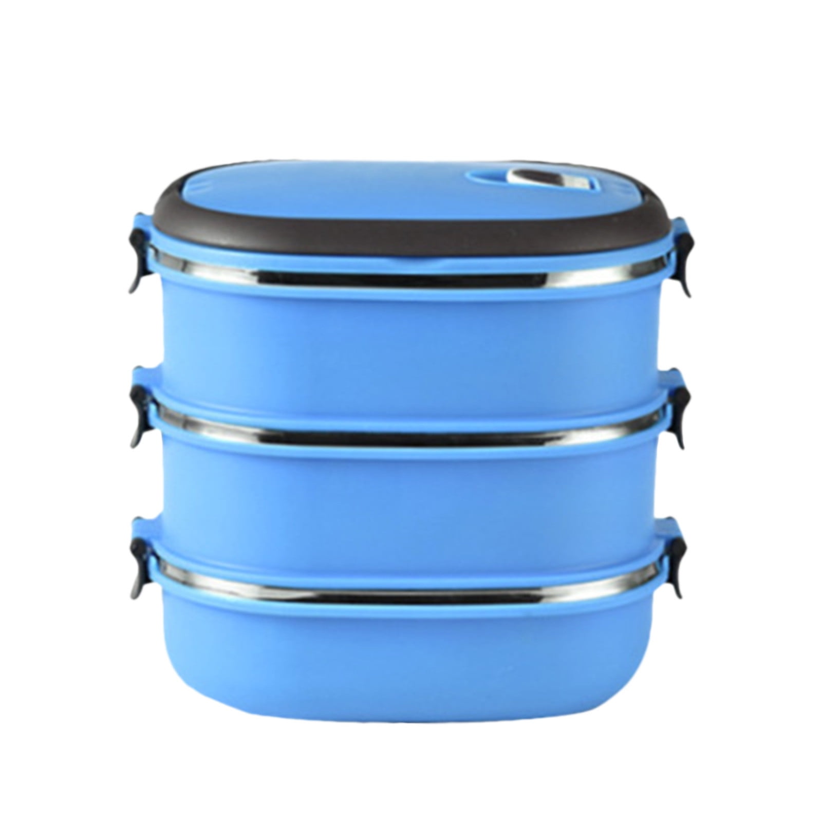 Zzbeans Insulated Lunch Box, Rectangular Microwaveable Food Container, Leakproof Student Lunch Box with Removable Partition for Office Portable Meal Storage, Light Blue