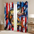 thumbnail image 2 of Manfei Watercolor Bass Fish Kitchen Curtains, Patriotic US Flag Black Out Curtains Pack of 2 (42x63 Each), Red Blue Green, 2 of 6