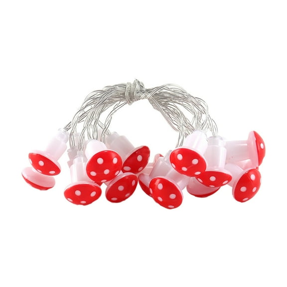 Tunhigl 5 ft 10 LED Mushroom String Lights - Battery Operated Fairy Tale Night Light for Bedroom Garden Party Decor, Mushroom Lights for Cozy Ambiance, Indoor Outdoor Fairy Light Decor red