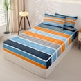 thumbnail image 2 of Erosebridal Colorful Geometric Stripes Zipper Twin Comforter Sets with Fitted Sheet and 2 Pillowcases,Orange Blue Lines Zipper Bedding Set For Girls,Reversible,4 Pieces, 2 of 7
