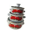thumbnail image 4 of 3 piezas Sockpot de esmalte con ollas de sopa de tapa Doble manija de manejo de esmalte vintage portátil para cocinas de inducción en el hogar estufas Rojo, 4 of 8