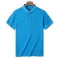 thumbnail image 2 of IROINNID Savings Button Down Shirts for Men Summer Soft Short Sleeve Buttons Solid Color Blouse T-shirt Tops,Light blue, 2 of 6