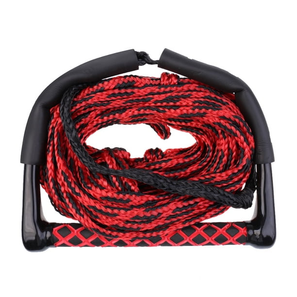 Premium 23m Esquí Acuático Wakeboard Cuerda de Remolque Kneeboard Cable de Línea con Mango Empuñadura Combo de Guardián de La Cuerda - 3 Colores - Rojo negro Negro rojo Macarena Cuerda de esquí
