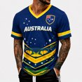 thumbnail image 4 of 2026 Soccer Cup Fan Jersey for Men, V-Neck Short Sleeve T-Shirt with National Team Graphic, Soft Cotton Blend Athletic Top, 1 PC Dark Blue XL, 4 of 4