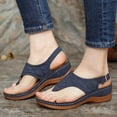 thumbnail image 2 of longantii Womens Orthopedic Sandals Slip on Non Slip Arch Support Flat Wedge Sandals Wide Width Beach Slippers 2026 Beach Vacation Orthopedic Shoes Blue, 2 of 6