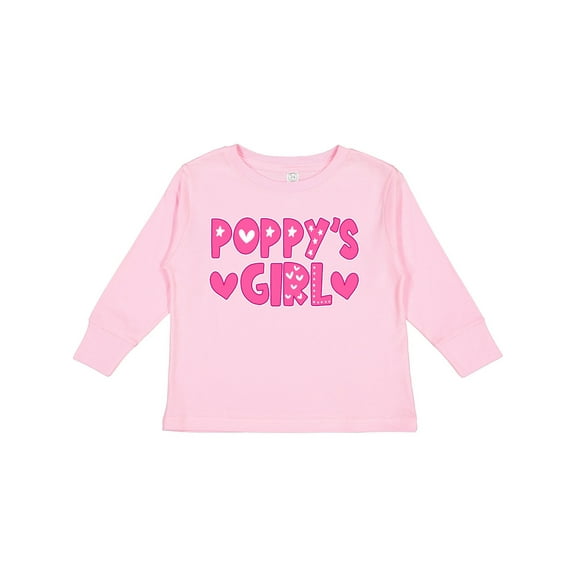Inktastic Poppy's Girl Pink with Hearts Girls Long Sleeve Toddler T-Shirt