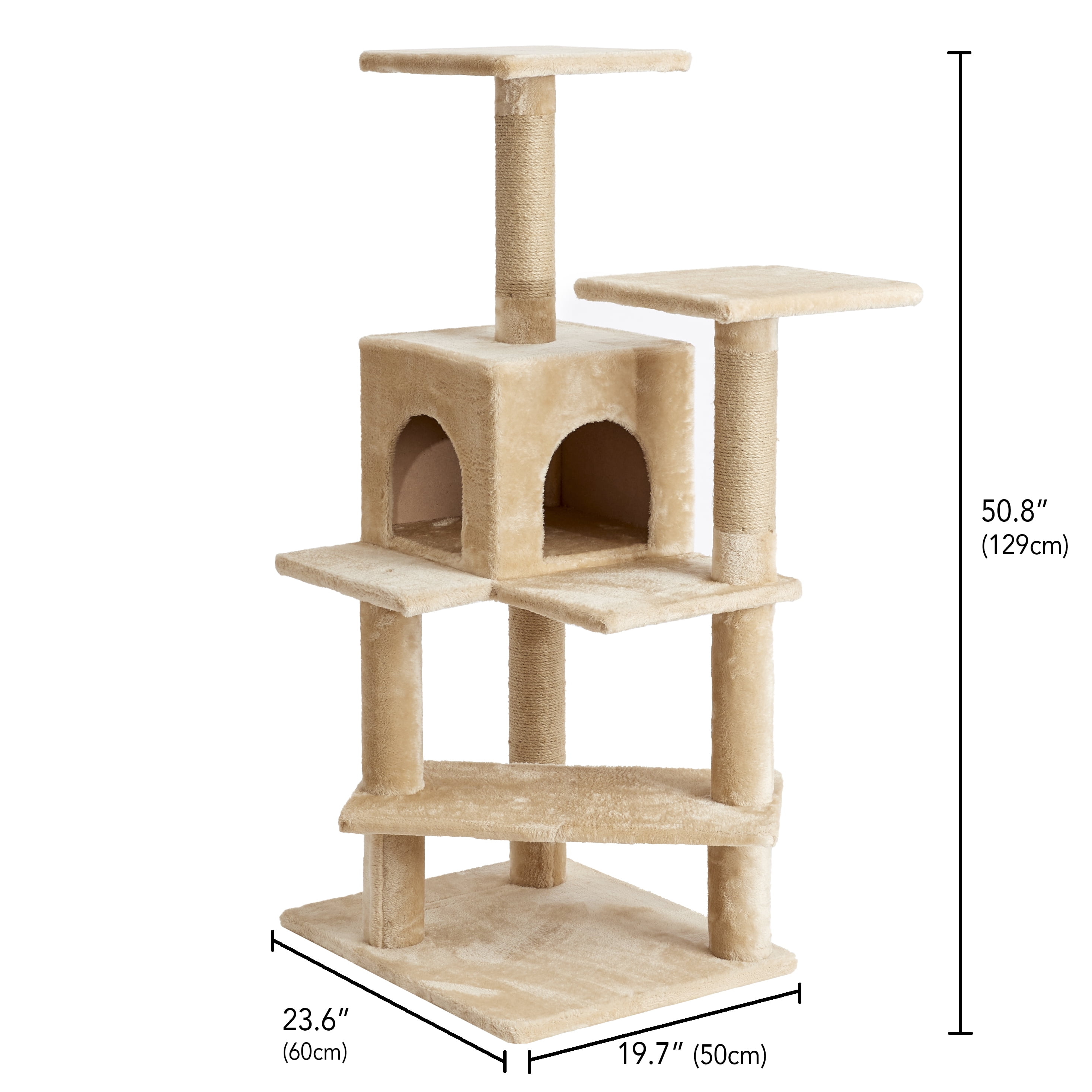 Two by Two Portland - Beige Scratching Post Cat Furniture - 50.8 in. Tall