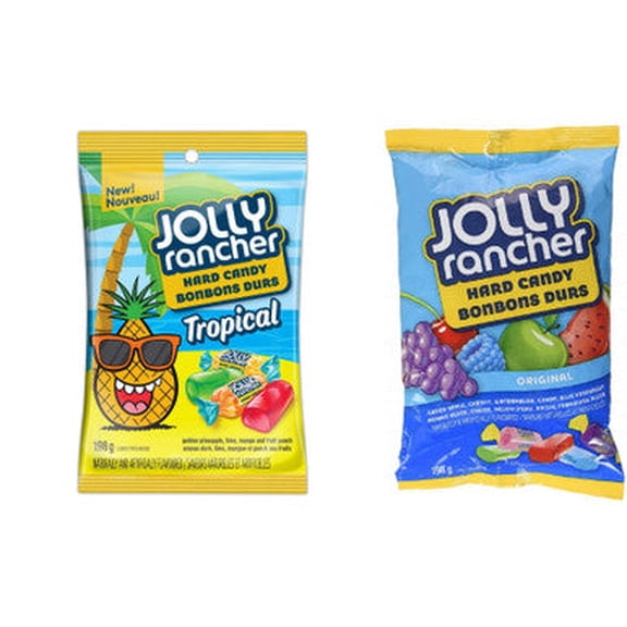 Jolly Rancher Hard Tropical & Original, 198g/7 oz., Combo Pack of 1 Each, {Imported from Canada}